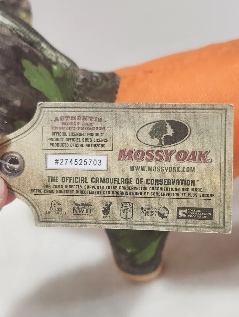 Mossy Oak Camouflage Deer Orange Hunting Vest Stuffed Plush Toy NWT